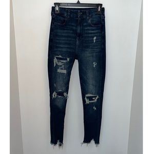 American Eagle Size 2S Next Level Stretch Distressed Dark Wash